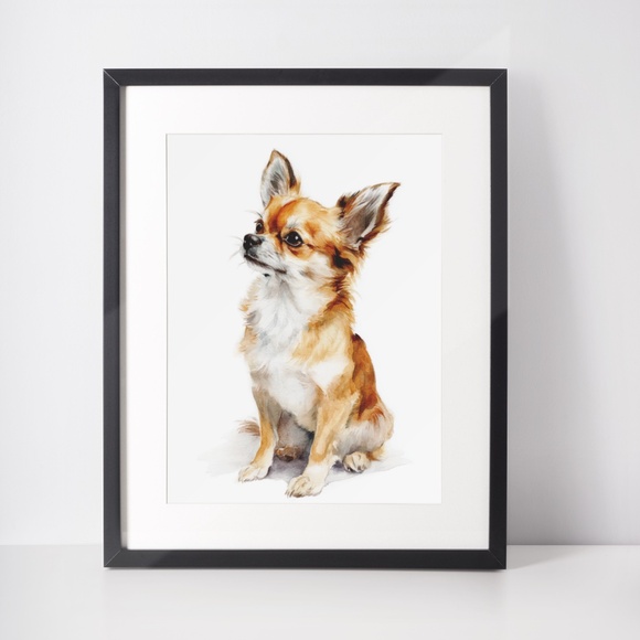 Watercolor Chihuahua Dog Portrait Wall Art Print Poster Unframed - Cute Pet - Picture 3 of 6